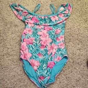 Girls Flamingo Flowers swimsuit